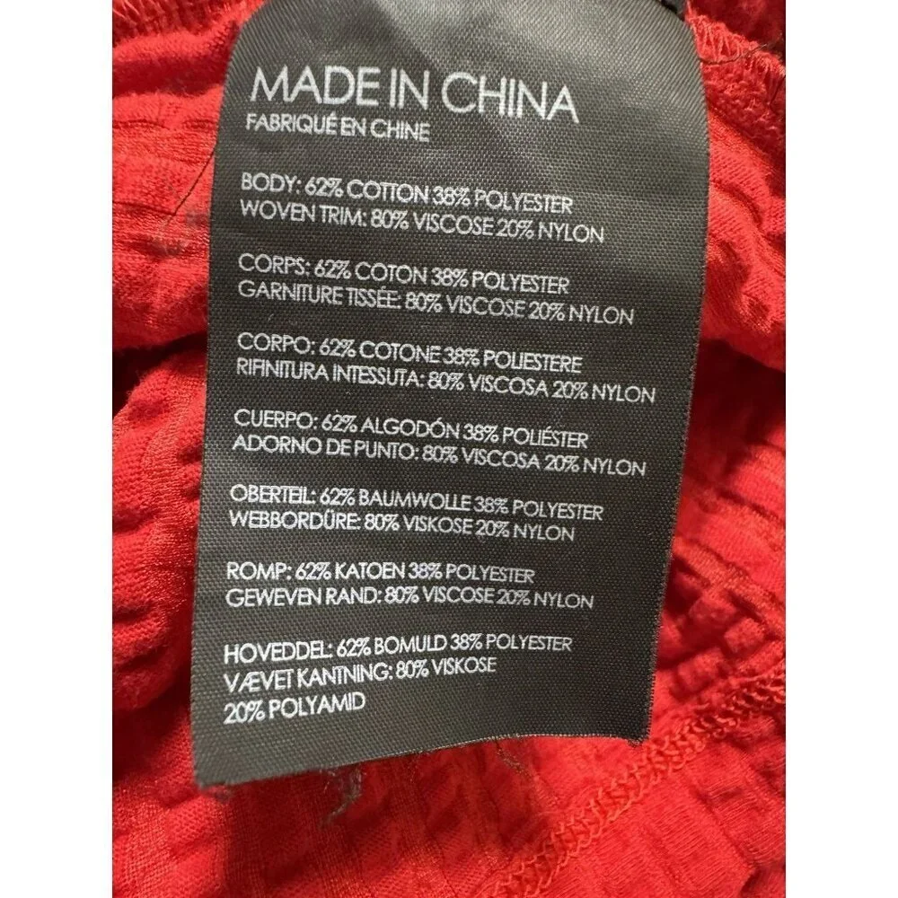 Club Monaco Red Off Shoulder Textured Top Small Petite Stretch